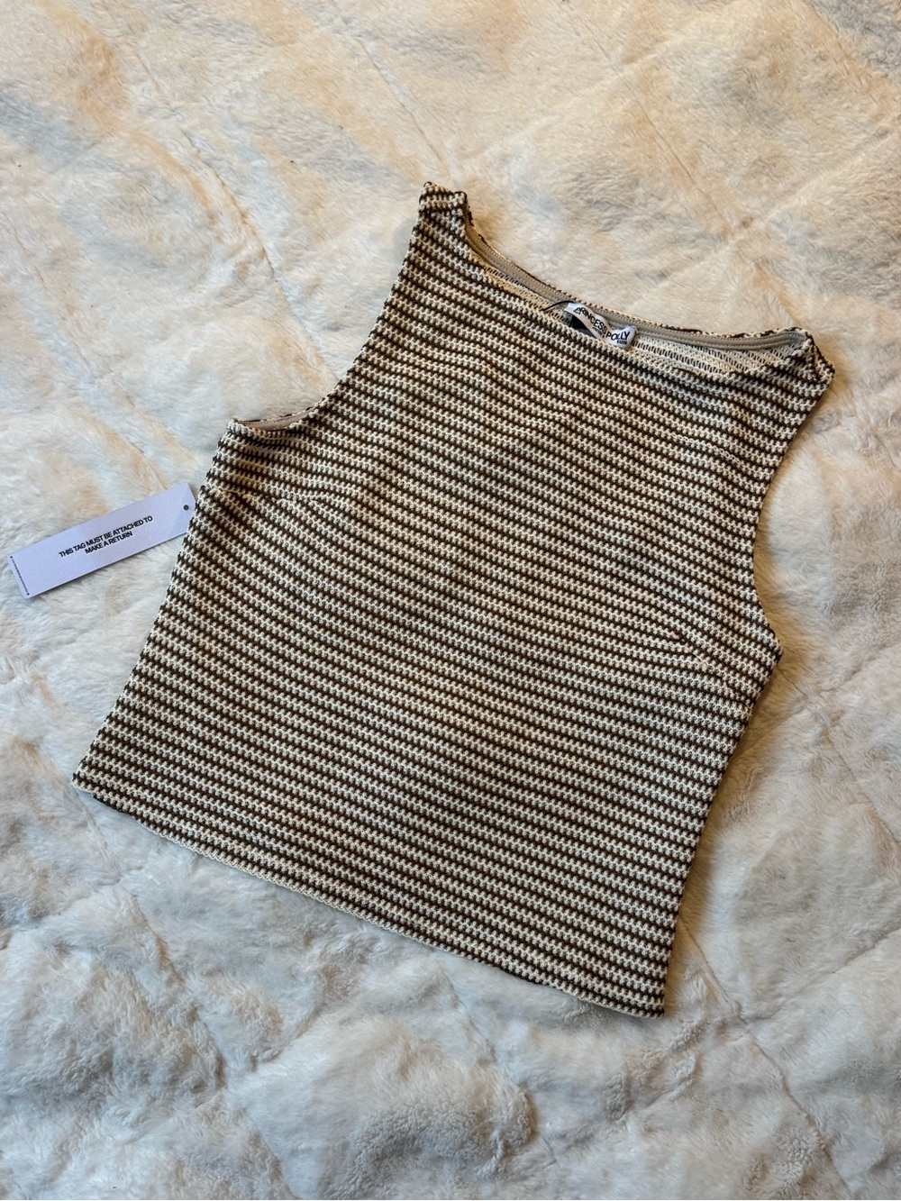 Princess Polly sleeveless Knit Tank Top in Brown & Cream - Women
